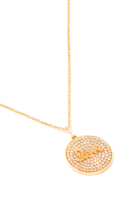 Love Charm Necklace, 14k Yellow Gold & Diamonds
